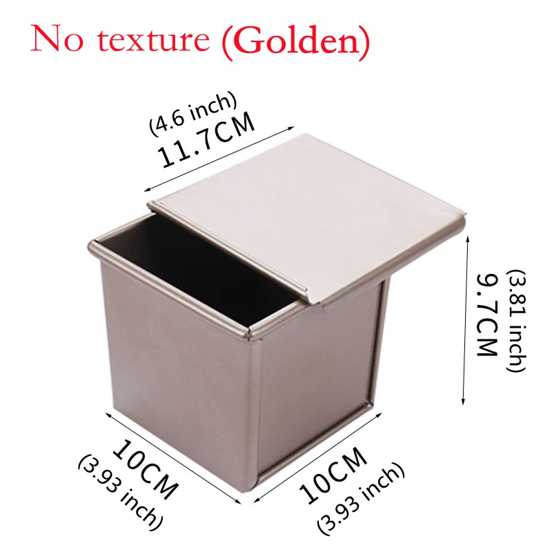 Square Baked Toast Box Loaf Pan Non-Stick Baking Bread Mould Cake Toast Box With Lid Gold Carbon Steel Baking Tray Baking Tool