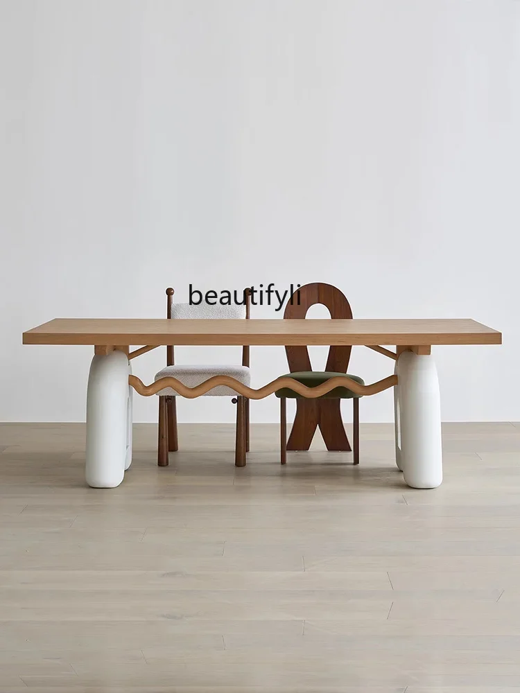 

Solid Wood Cream Style Dining Tables and Chairs Set French Retro Small Apartment Home Living Room Modern Simple and Light Luxury