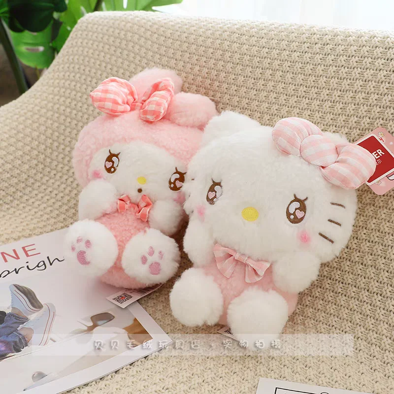 2025 Cute Sanrio Kuromi Melody Pochacco Hellokitty Cinnamoroll Plush Toys Girl Keychain Pendant Homdecor Cartoon Stuffed Dolls