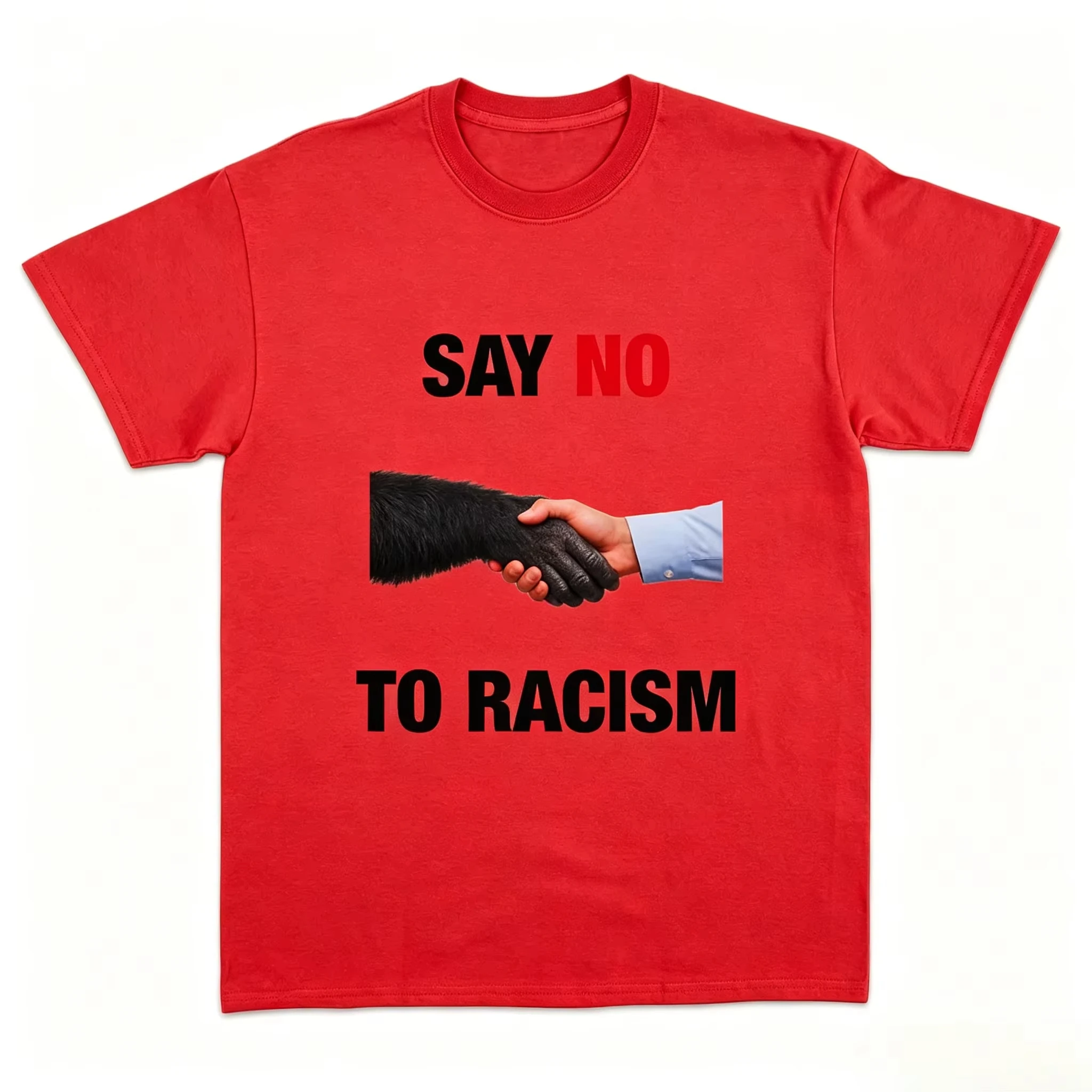 Friedlicher Handschlag "Sag Nein Zum Rassismus" T-Shirt für Männer und Frauen, Einheit Gleichheit Grafik-T-Shirt, Weißes Casual-Oberteil – Detail 5