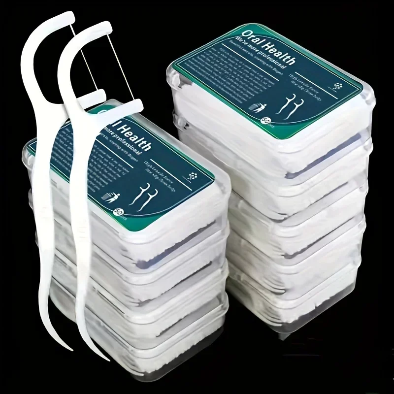 50 pieces of dental floss, deep cleaning dental floss, suitable for oral care, portable disposable dental floss stick, essential