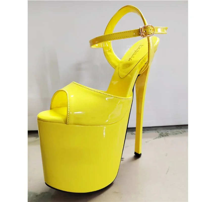 Summer 19cm Metal Thin High Heels Sandals Female Platform Women\'s Dress Shoes Narrow Band Steel Pipe Dance Buckle Stripper Pumps