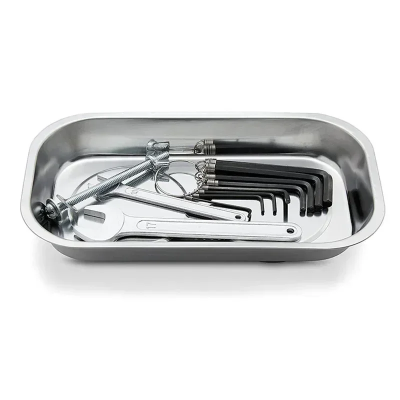 Bandeja de piezas magnéticas de acero inoxidable, piezas magnéticas, cuenco, tuercas, pernos, tornillos, enchufes, accesorios, bandeja, caja de herramientas, organizador, 1 unidad