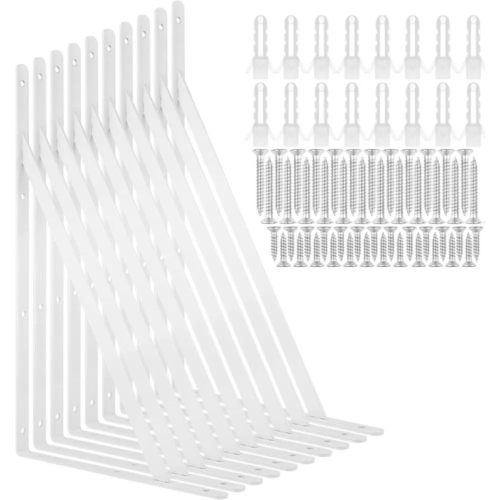 

Набор из 10 кронштейнов для полок 16 дюймов, усиленные, угловые, стальные, для плавающих полок, для подвесных железных полок