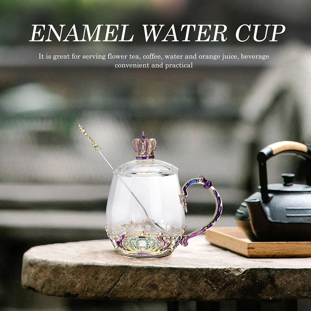

Creative Glass Tea Cup with Spoon Unique Design for Coffee Juice Milk Home Cafe Use Cold Heat Resistant Explosion Proof Drinking