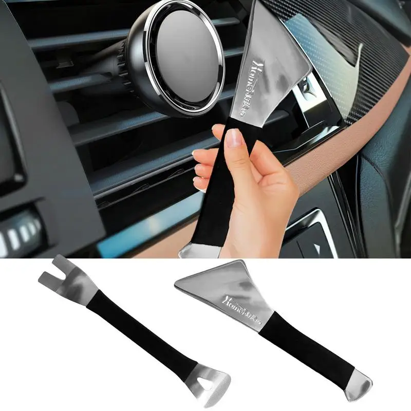 Stainless Steel Skid Plate Car Audio Modification Door Center Console Rearview Mirror Removal Skid Plate Metal Crowbar Tools