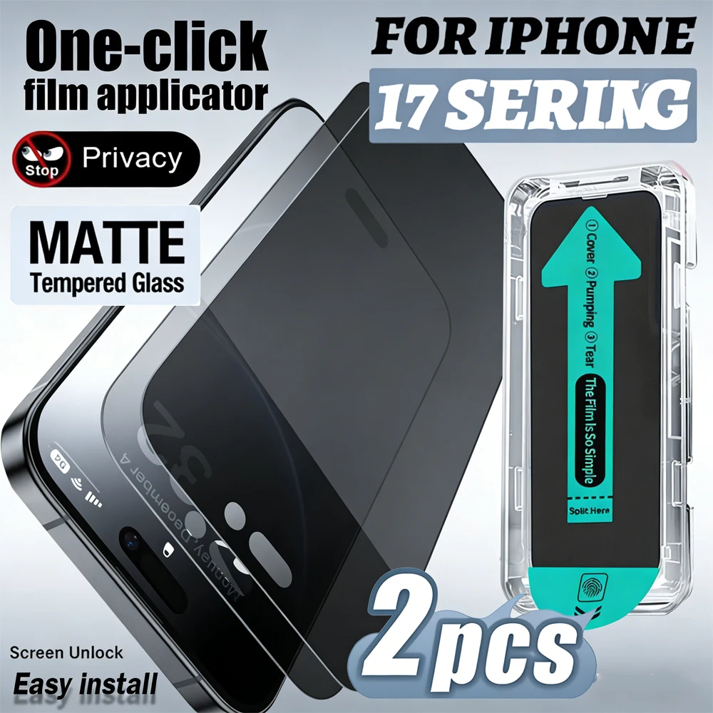 

2 шт. матовых защитных стекол от подглядывания для iPhone 17 Pro Max, 16 Air, 17, 16e, 15, 14, 13, 12, 11, Xr, Xs Max, безворсовое закаленное стекло