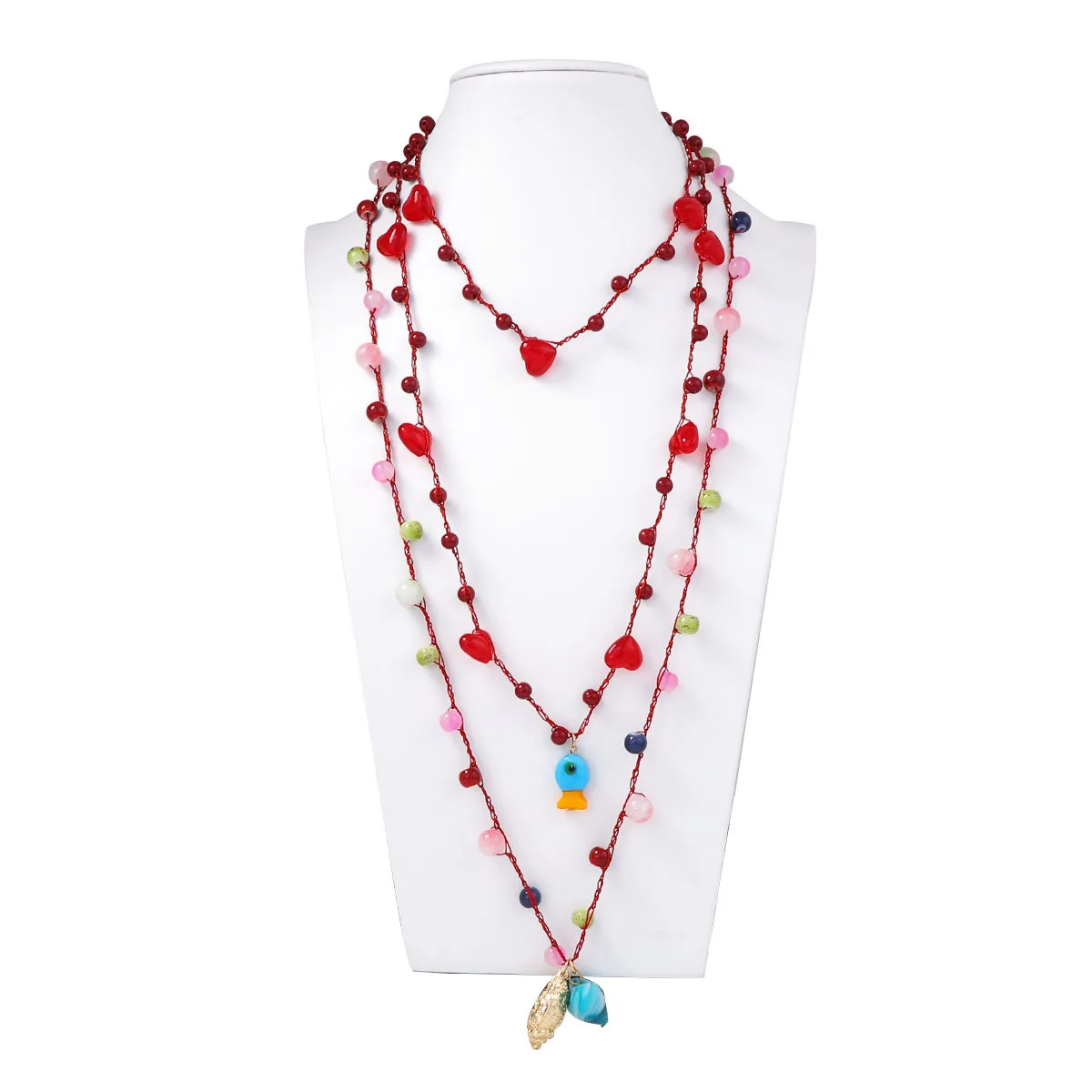 

ZAA Elegant Heart Resin Beaded Choker Ocean Series Conch Pendant Layered Necklace 2025 Trend Prom Party Jewelry Accessories Gift