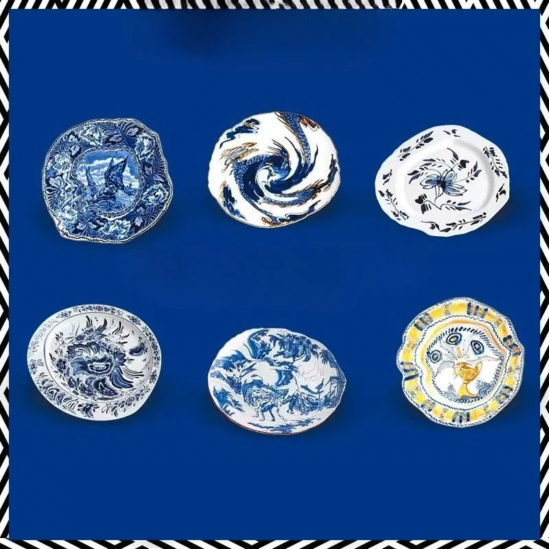 

Тарелка для стейка и овощей в стиле Чжунси «Плавающая мечта» – креативный набор посуды для дома с изысканным дизайном