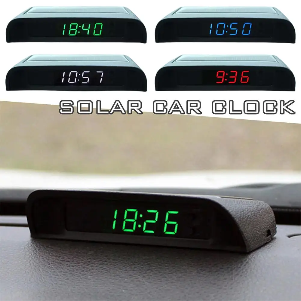 4 IN 1 Solar Car Digital Clock Thermometer Date High Watch Interior Auto Accessories Precision Electronic Luminous L1V4