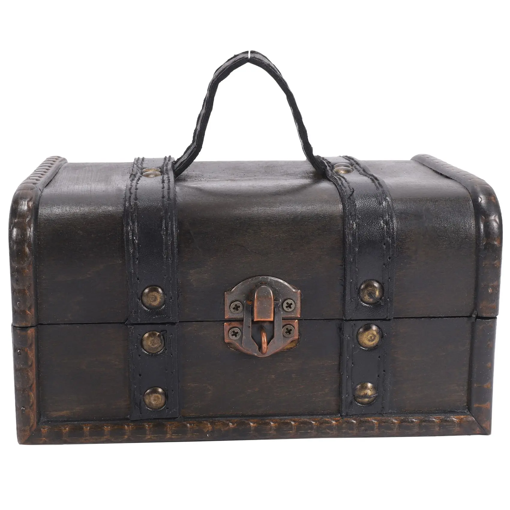 Retro Treasure Chest Vintage Wooden Storage Box Antique Style Jewelry Organizer for Wardrobe Jewerly Box Trinket Box Password