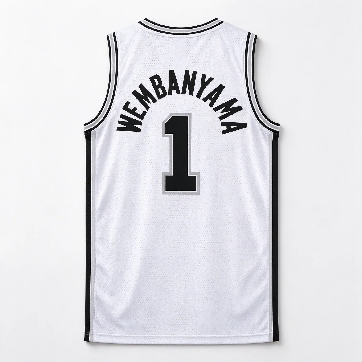Unisex Wembanyama #1 Basketball Jersey San Antonio Spurs Black White Mesh Sleeveless Tank Top