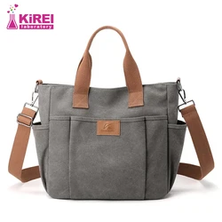 Leisure Tote Bag New Multi Pocket Thickened Canvas Shoulder Bag High Quality Women Crossbody Bag Large Capacity Computer Handbag