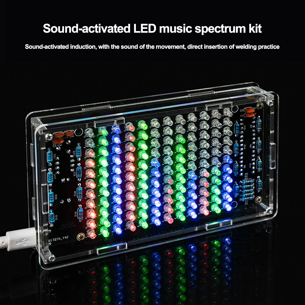 Imagem -03 - Mini Display Led Eletrônico Faça Você Mesmo Speaker Espectro de Música Display de Espectro Faça Você Mesmo Parte Eletrônica Aprendizagem Kit Usb Hu052