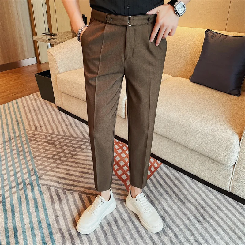 High Quality Solid Color Casual Pants Men's Light Nine-point Pants, Summer New Business Versatile Pants