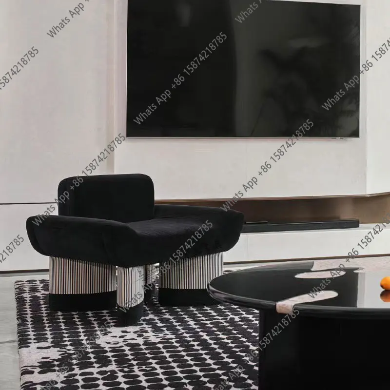 Bn Cream Style Creative Modern Simple Design Sense Smile Fabric Single Sofa Living Room Hotel Leisure Chair