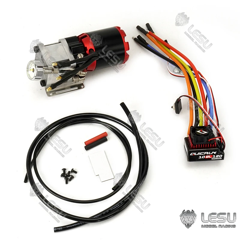 LESU Metal High Pressure Oil Pump Motor Hobbywing 120A ESC 1/14 for RC Tamiyay Hydraulic Truck Excavator Bulldozer Th16719-Smt3