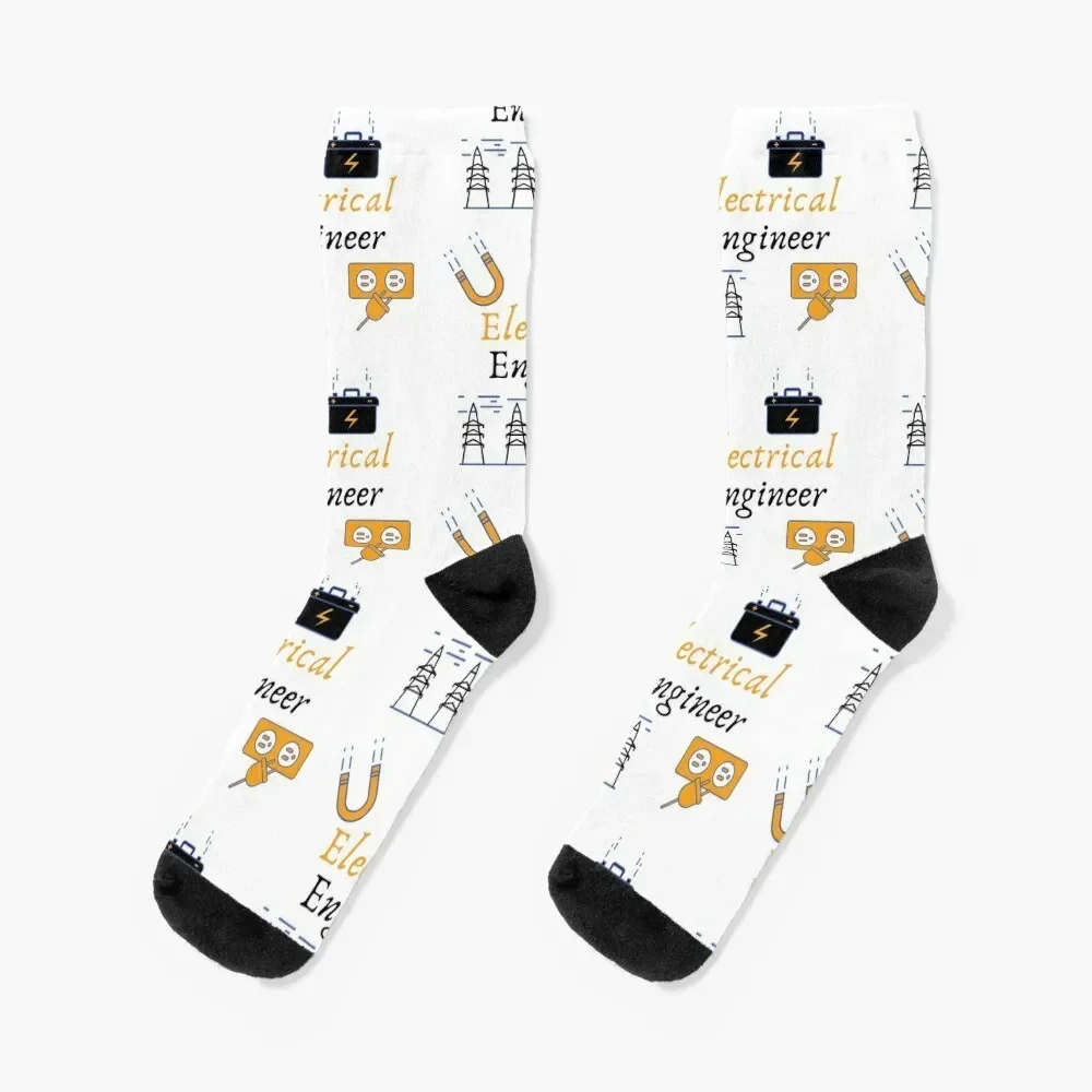 magnetism battery power socket transmission line power-Electrical Engineer Socks designer crazy New year's Socks Ladies Men's