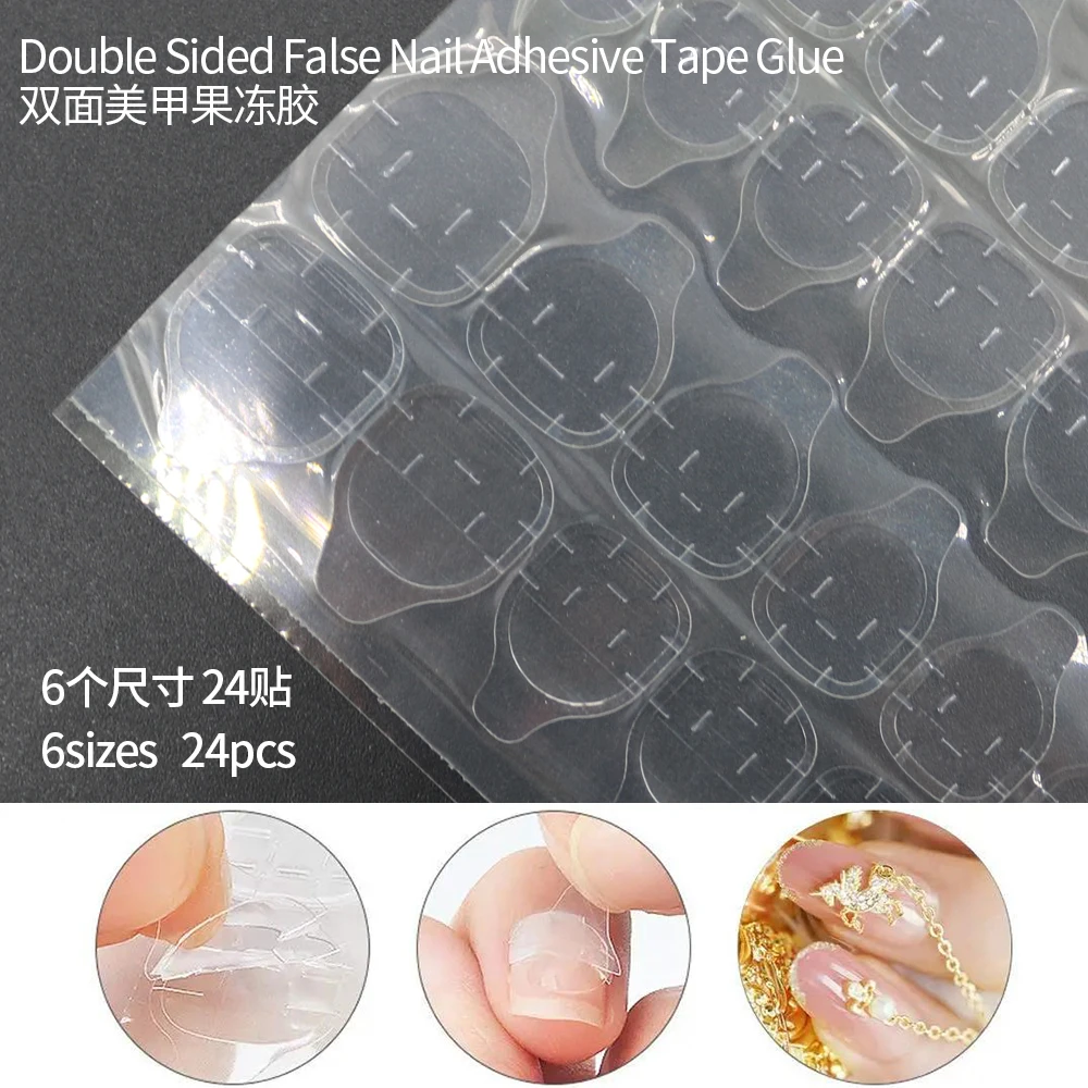50 Vellen Dubbelzijdig Valse Nail Art Plakband Lijm Jelly Clear Waterproof Tabs Nail