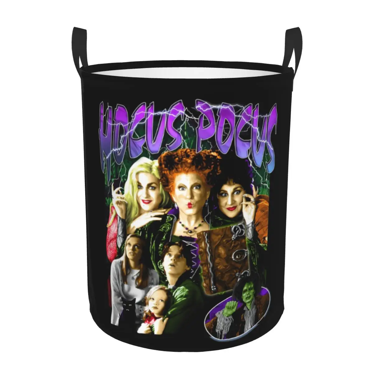 Custom Halloween Witch Hocus Pocus Film Laundry Basket Collapsible Clothes Hamper for Baby Kids Toys Storage Bag