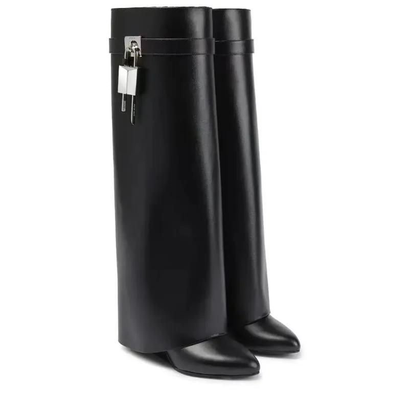 2024 New Black Pointed High Heel Sleeve High Sleeve Boots Fashion Apricot Large Long Leg Boots women boots