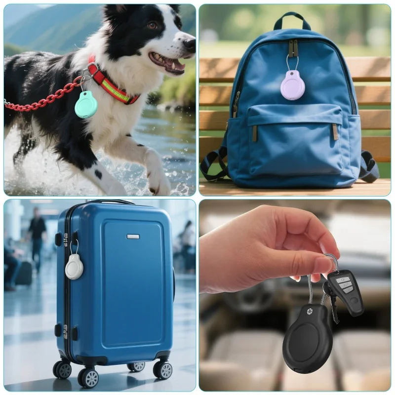 

Heavy Duty PC Full Coverage Protective Case with Metal Lanyard for Apple AirTag， Shockproof Anti-Loss Tracker Shell