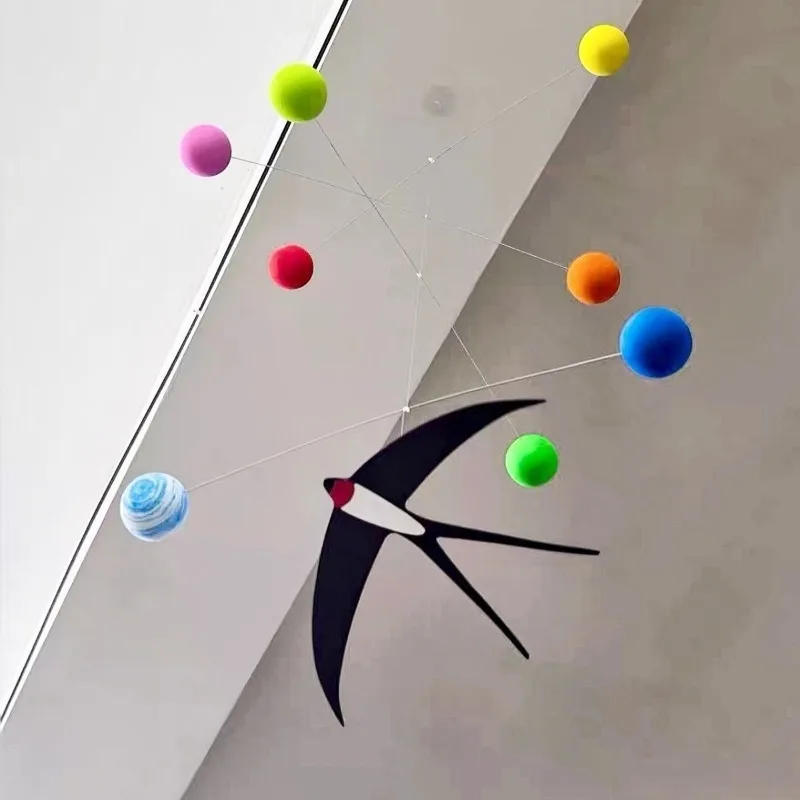 Colorful Ball Interior Hanging Decorations DIY Swallow Baby Room Decor Aesthetic Design Ornaments Creative Balance Ball Bed Bell