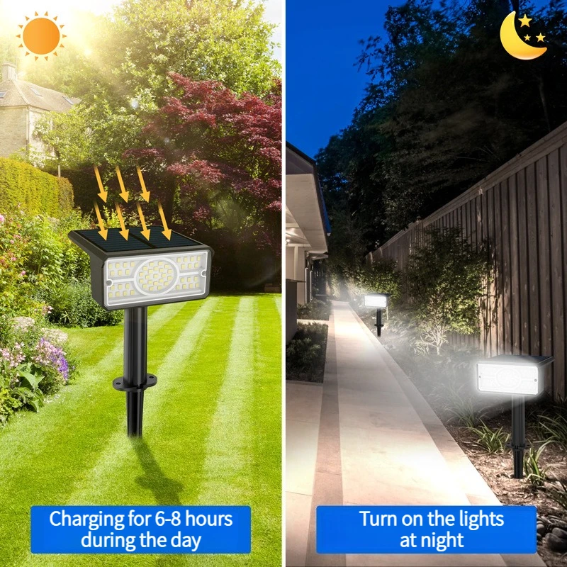 أضواء كاشفة تعمل بالطاقة الشمسية عبر الحدود، IP65 خارجية مقاومة للماء ومشرقة LED أضواء مقبس أرضية فناء الفيلا أضواء حديقة متكاملة #3