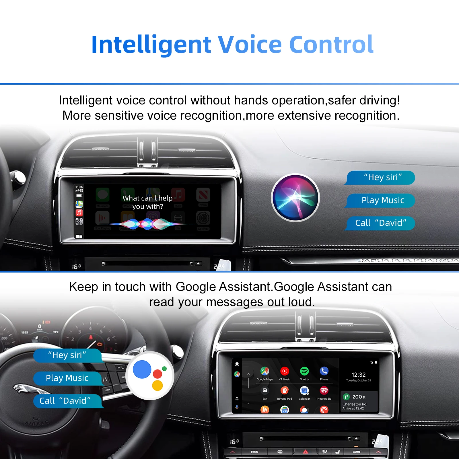 Ezonetronics Wireless CarPlay Android Auto Retrofit Kit لاند روفر رينج روفر إيفوك ديسكفري جاكوار XE XFL F-Type