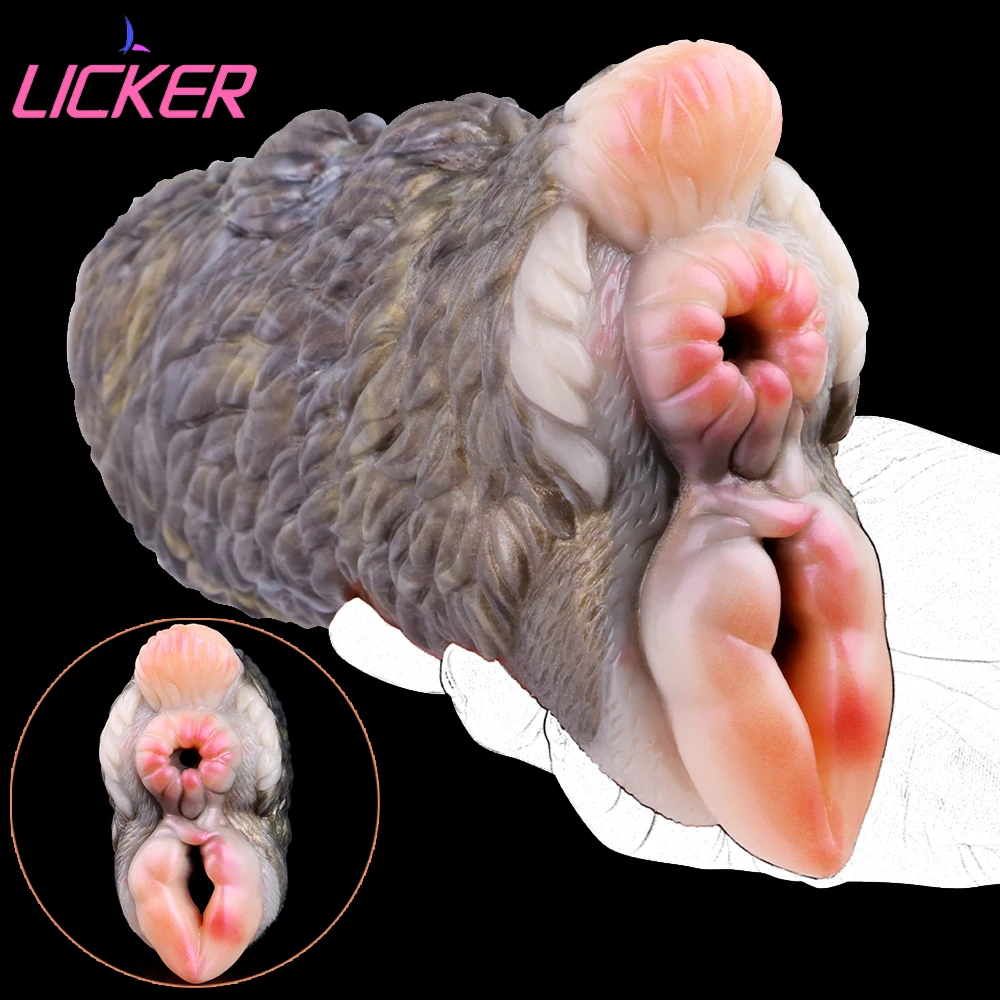 

LICKER New Silicone Animal Camel Aircraft Cup Dual Hole Prostate Massager Masturbator Artificial Vagina Sex Toy For Men Pleasure