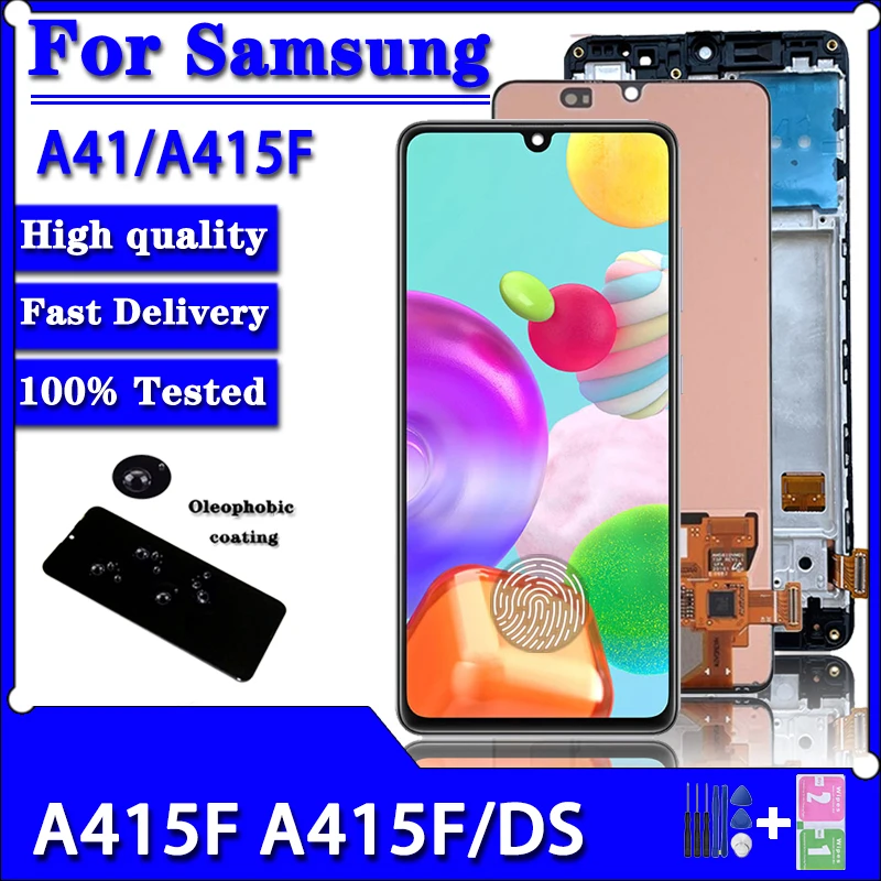 

Super AMOLED A415 LCD For Samsung A41 A415 A415F A415F/DS LCD display Screen Touch panel Digitizer with frame Assembly