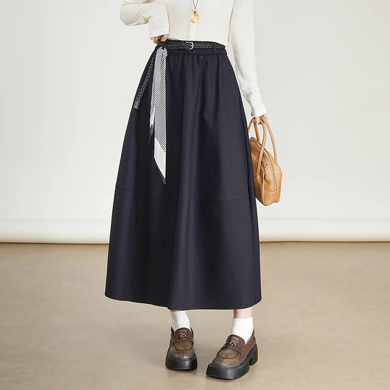 

Hebe Sle High Waist A-Line Skirt Women's New Autumn Ele Puffy Skirt Hip Concealing Pear ape Long Skirt Polyester Fiber