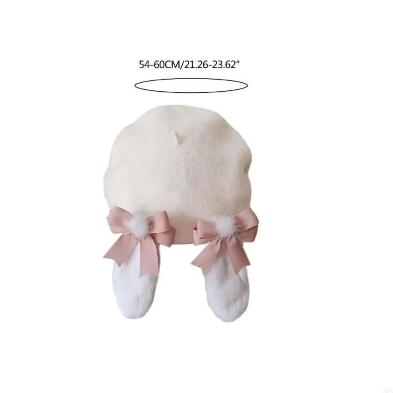 P88A الكبار أفخم الأرنب الأذن قبعة الشتاء الخريف يندبروف فتاة الرسام قبعة للسفر