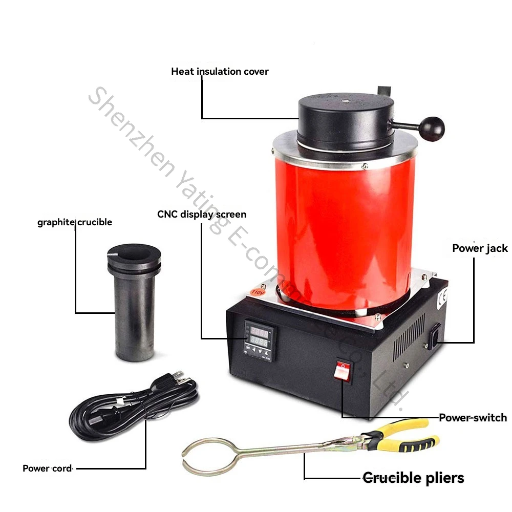 Gold and silver smelting furnaces and jewelry processing tools; 2kg handheld gold melting furnace.