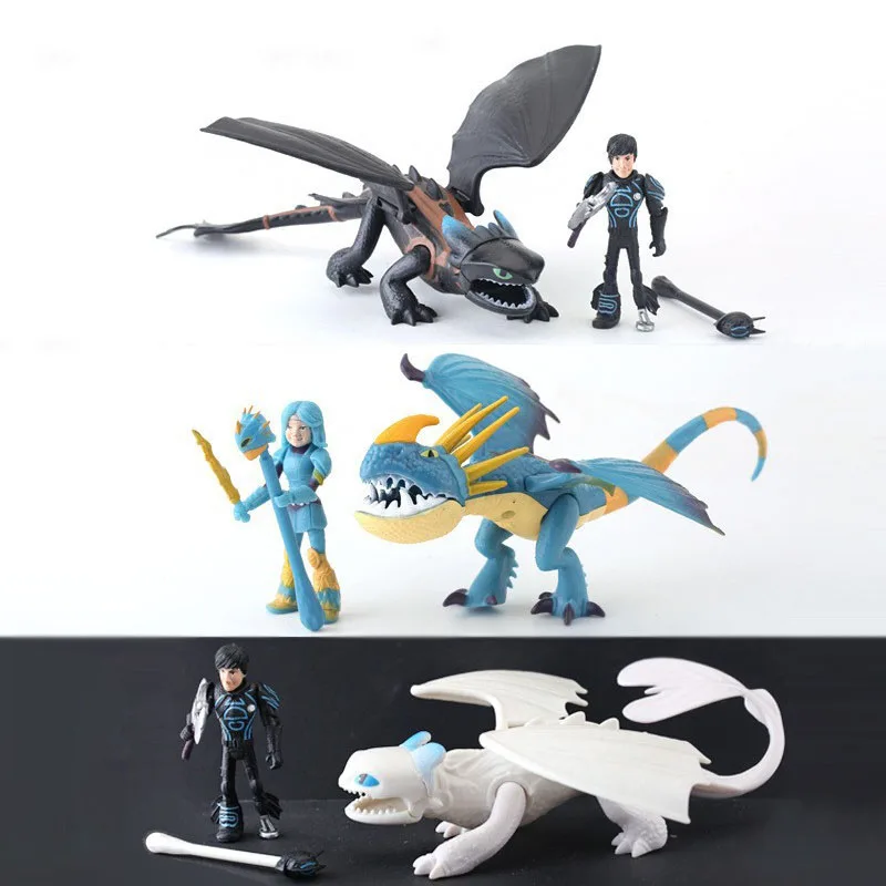 6Pcs/set Anime How to Train Your Dragon Toy Hobby Kawaii Night Fury Black Blue Dragon Doll Collection Birthday Gift for Kid Fans