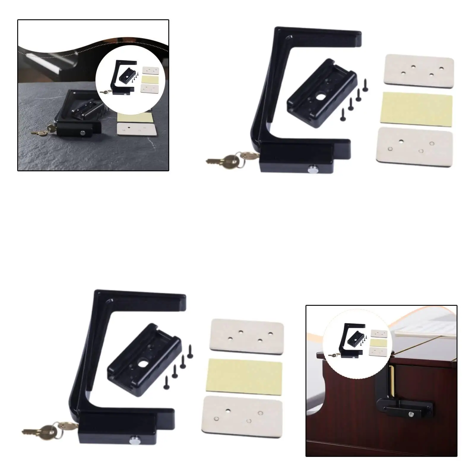 Piano Fallboard Lock Durable Keyed System Anti Scratch Liner Easy Install Piano Accessories for Home Classroom Practice Rooms