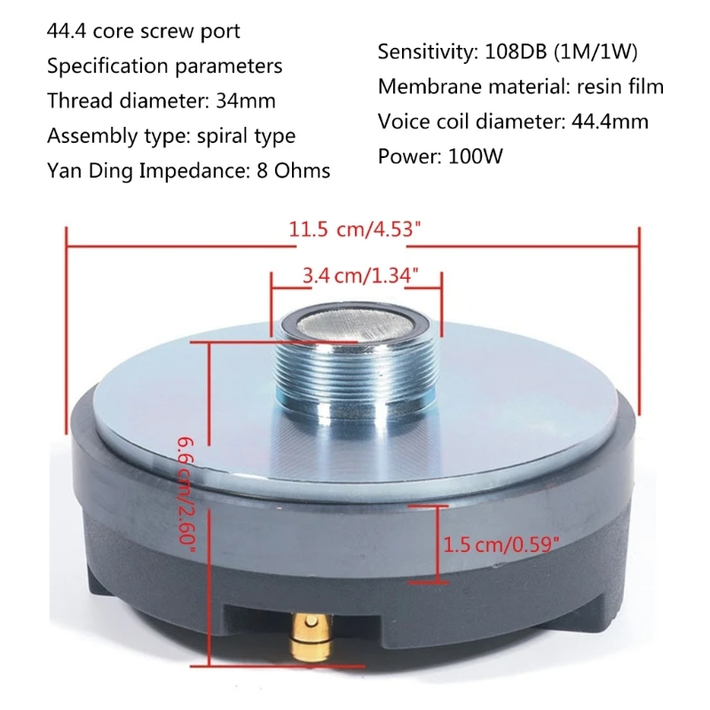 25/34/44 Tromba Altoparlante Tweeter Driver in Tromba Acustica in Alluminio Treble Tweeter Driver Sostituzione della Testa