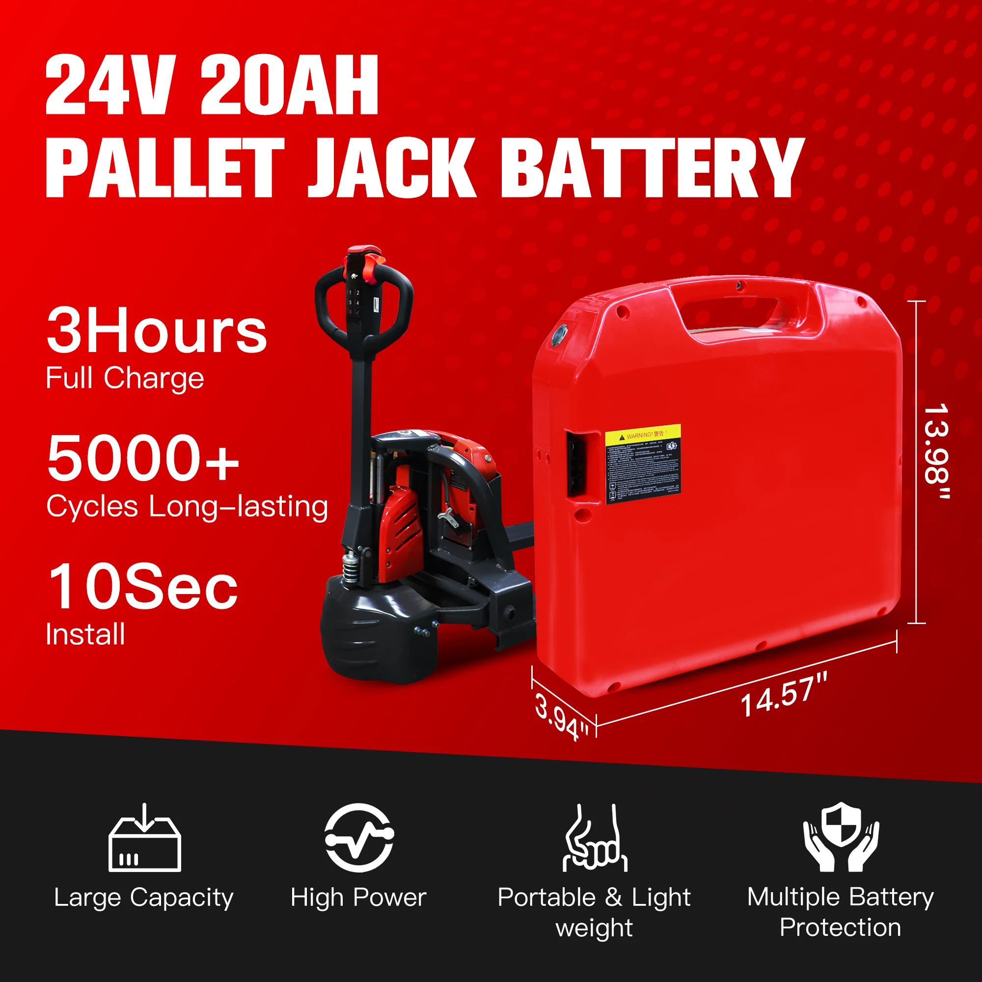 

Forklift Battery, 24V 20AH/30AH/40AH/60AH LiFePO4 Lithium Battery for HeLi Electric Pallet Jack Truck Forklift