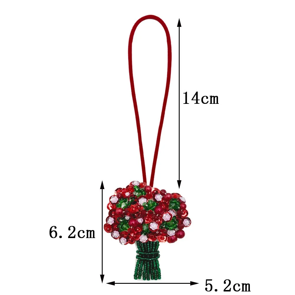 

Lovely DIY Rhinestone Flower Pendant Key Chain 3D Floral Lanyard Fashion Car Keyring Bouquet Pendant Backpack
