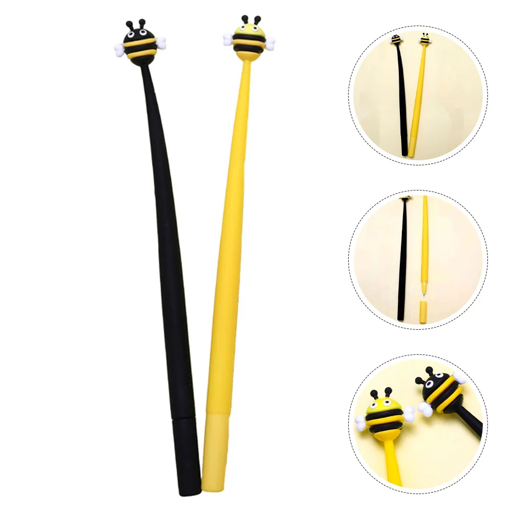 

2Pcs Neutral Pen Bee Gel Ink Pen Creative Cartoon Silicone Smooth Writing Cute Pens Party Office Accessories Bees Gel Pens