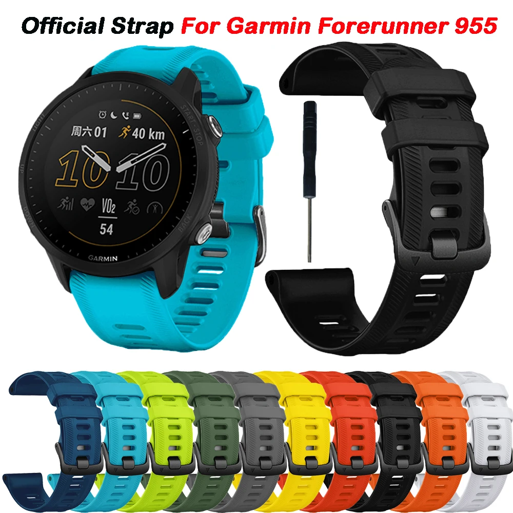 สายซิลิโคนอย่างเป็นทางการสำหรับ Garmin Forerunner 955 965 945 935 745สายรัดข้อมือสายนาฬิกาข้อมือสายรัดข้อมือเปลี่ยนได้22มม.