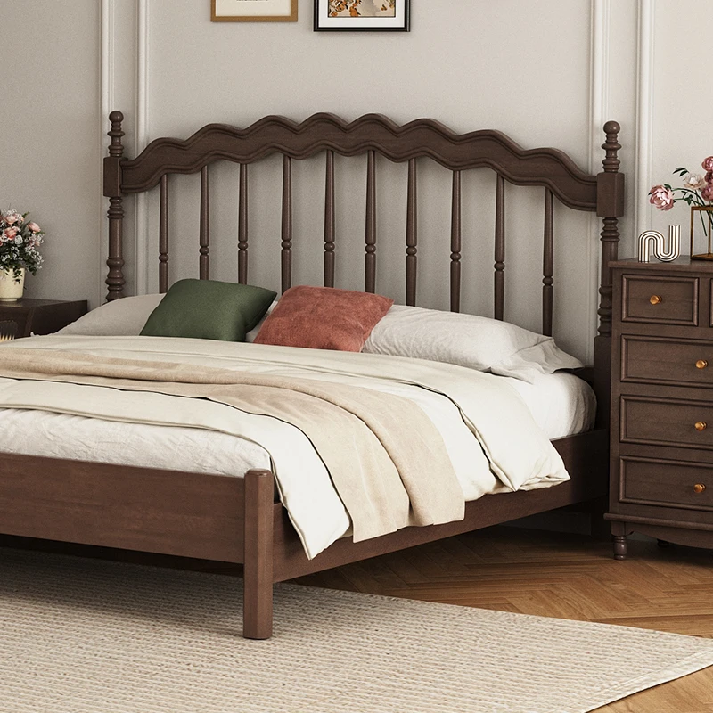 

French bed 1.8 meters solid wood double bed modern simple small apartment