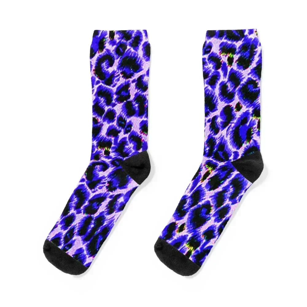 Rose Violet Blue Leopard Animal Skin Print Socks compression designer brand Man Socks Women's