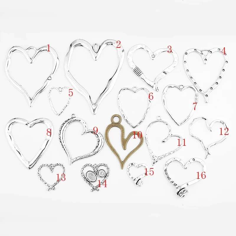 1Pack Tibetan Silver Large Hollow Abstract Love Heart Charms Pendant For DIY Necklace Earring Jewelry Making Supplies