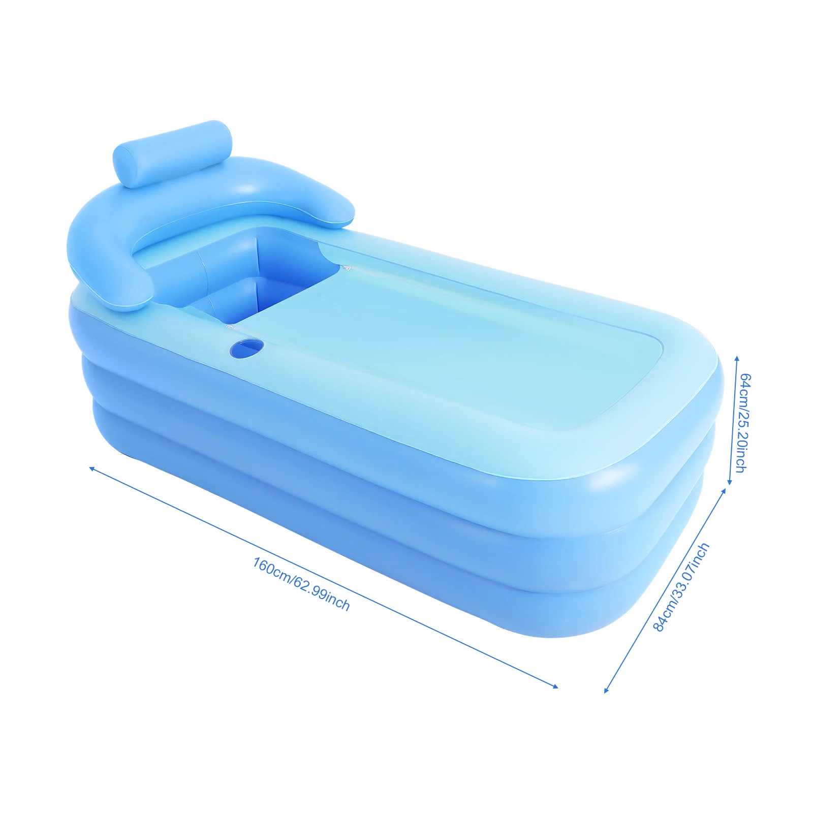 Bañera de hidromasaje plegable portátil para exteriores, bañera con cojín de asiento, piscina inflable de PVC para adultos y niños