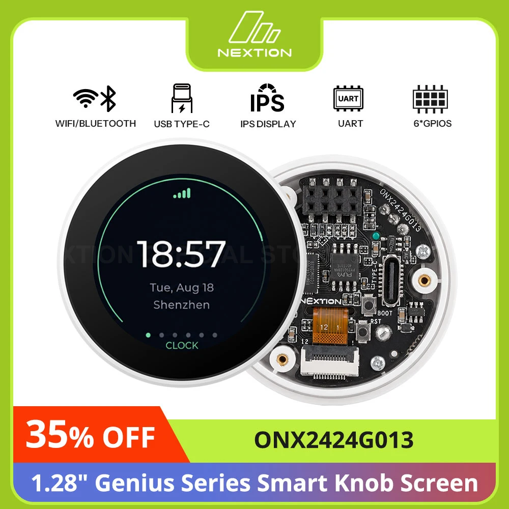 NEXTION 1.28″ Genius Series ESP32-S3 IPS Smart Knob Screen LCD Rotary Display Wi-Fi Bluetooth 5 Support for ESP-IDF Arduino IDE