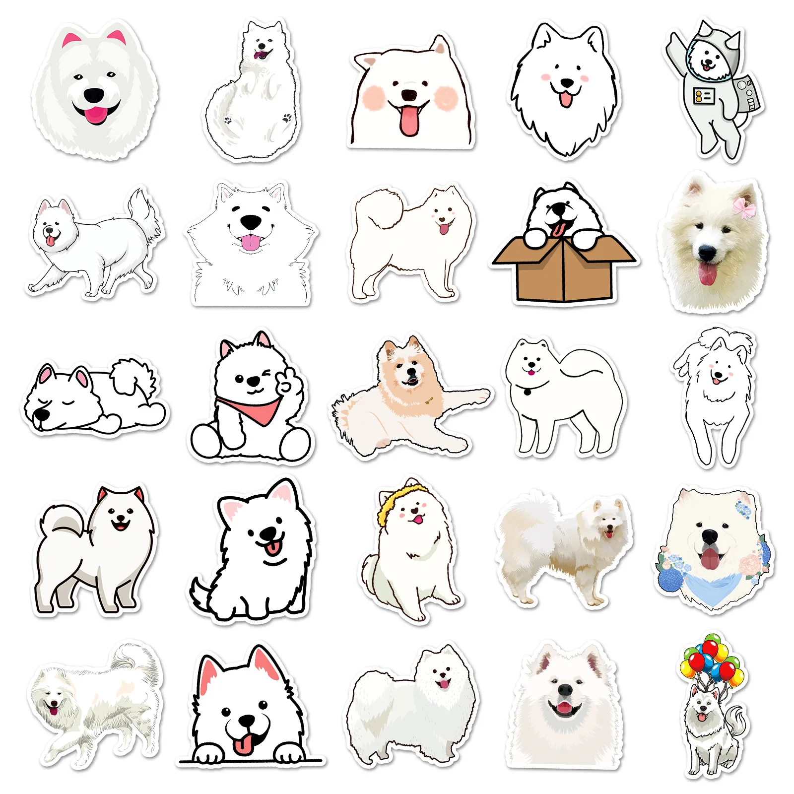 10/30/50PCS Cartoon Samoyed Cute Dog Sticker Animal iPad Luggage  Car Water Cup Guitar DIY Wall Sticker Toy Decoration Wholesale