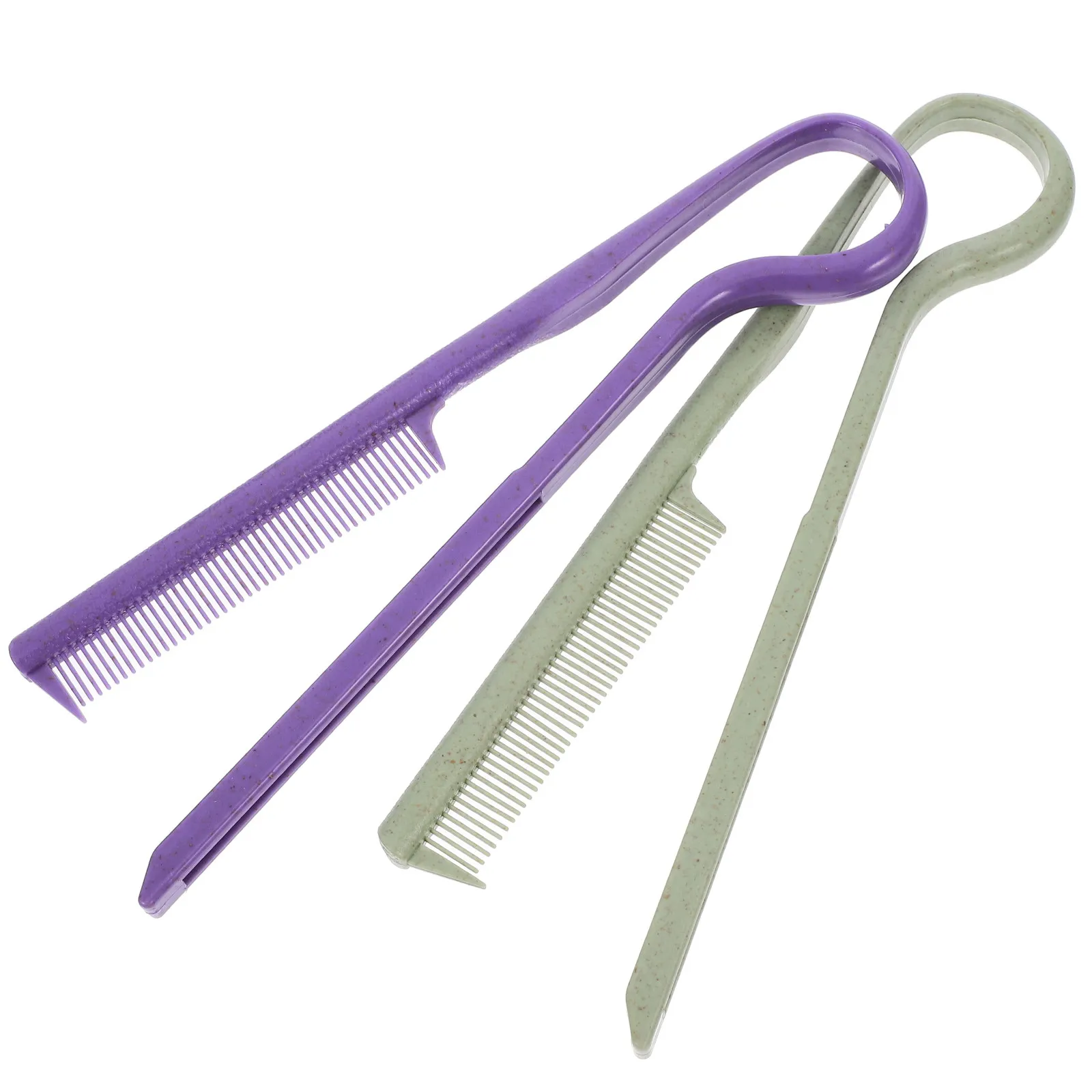 

2Pcs Plastic V-Shaped Hair Straightening Comb Straightener Brush Comb for Quick Sleek Style Home Travel Business Use Styling