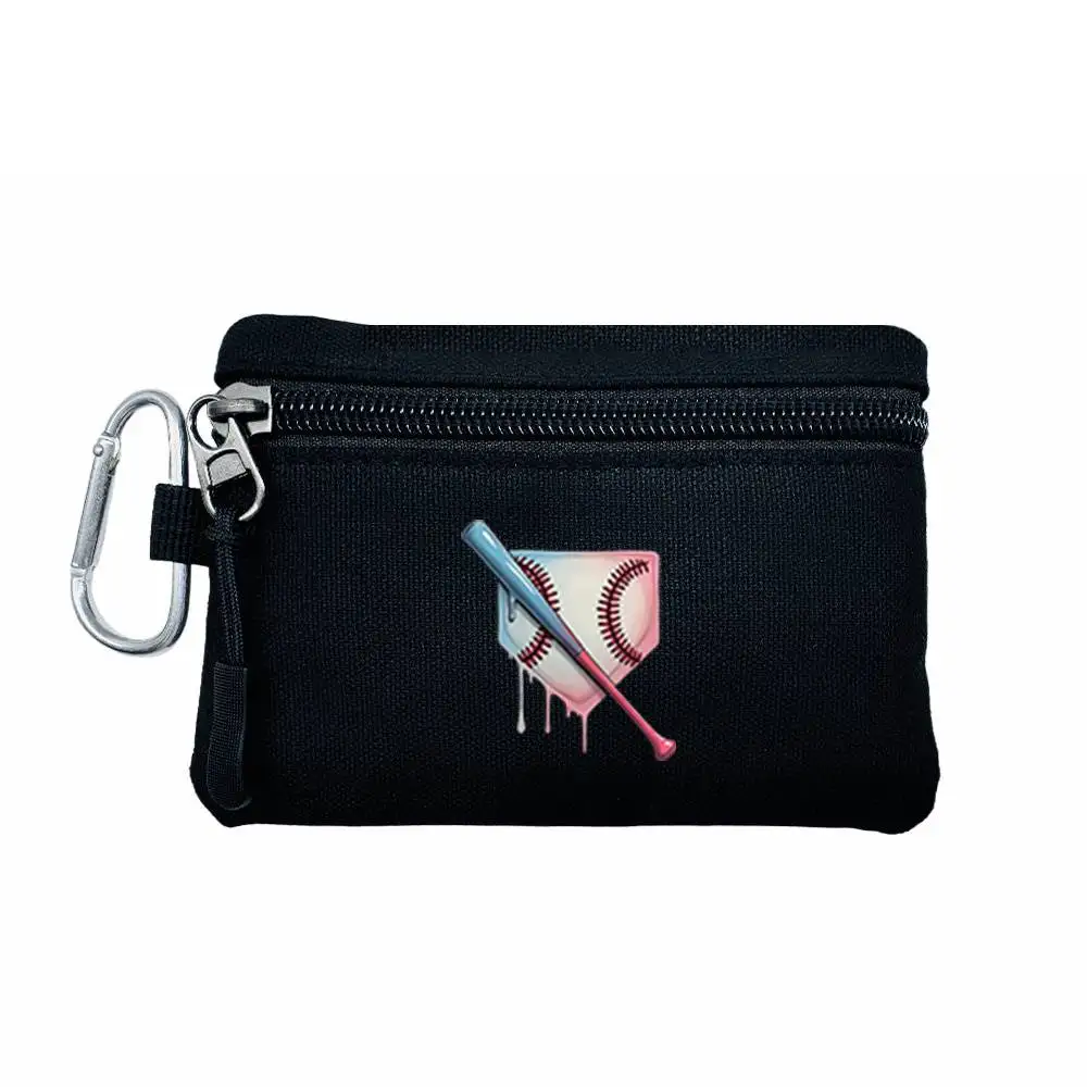 Baseball Themed Mini Zipper Coin Purse Adjustable Strap Lightweight Compact Hand Washable Wallet Gift for Men Women Daily Use