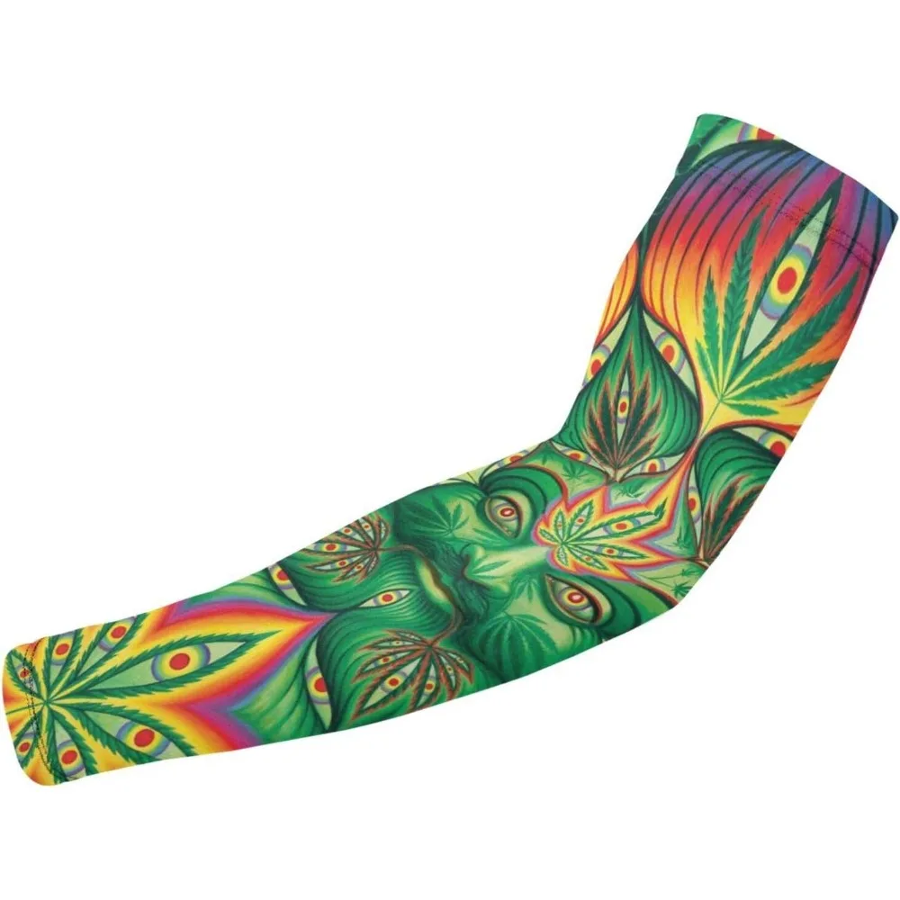 

Психоделические рукава MarijuanaLeaf Weed с защитой от ультрафиолета, охлаждающие рукава, солнцезащитные рукава, нарукавники